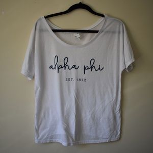 White alpha phi scoop neck tee